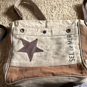 Myra Bag Tan and Brown Star Messenger Bag